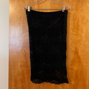 Eileen Fisher Rayon Nylon Crinkle Lace Skirt Black Career Party NWT Small